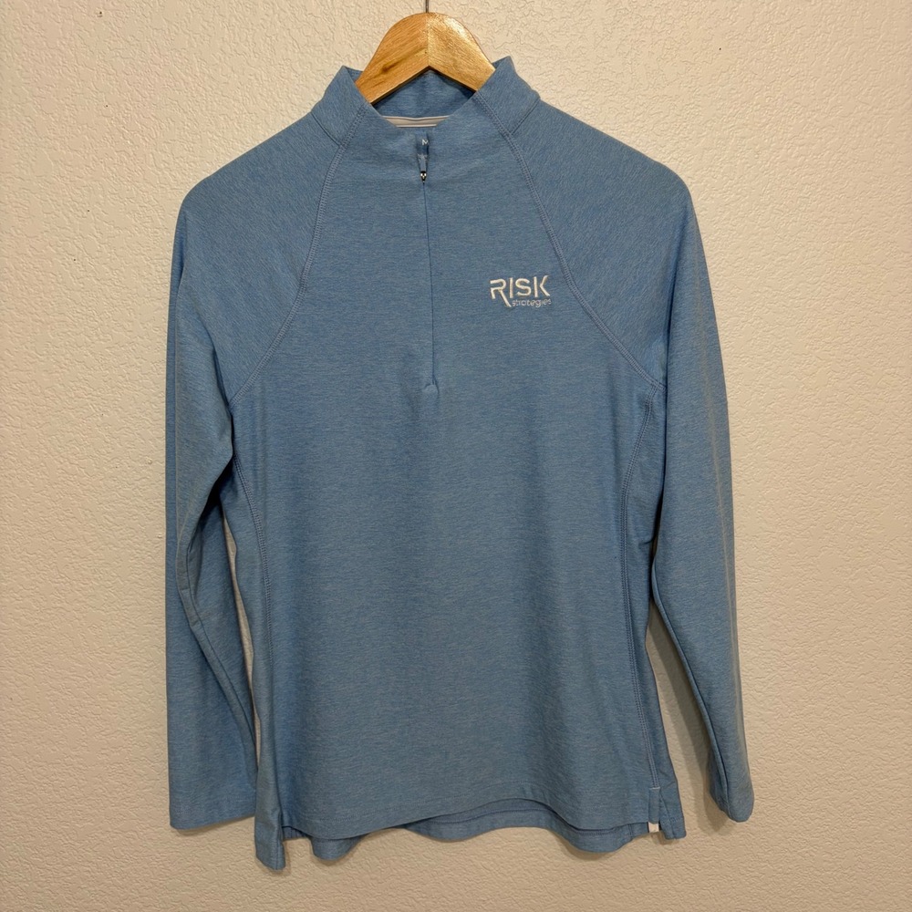 Peter Millar Mens Quarter Zip Pullover Blue Heather UPF 50 Golf Top Size M